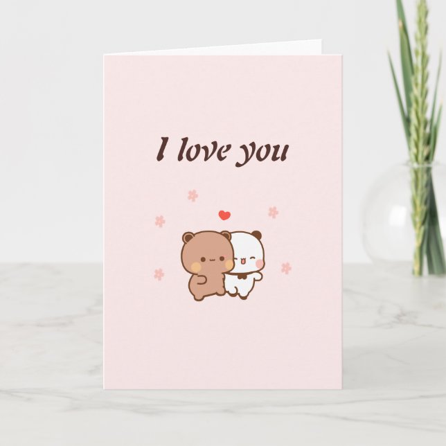 Tarjeta Te Amo, Dibujos animados de parejas lindas (Anverso)
