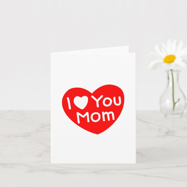 Tarjeta Te amo el día de mamá, corazón rojo lindo (Planta pequeña)