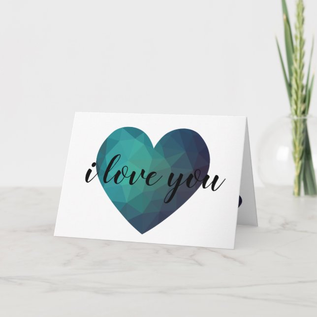 Tarjeta Te amo el día de San Valentín azul del corazón (Anverso)