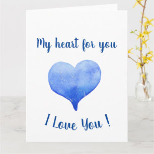 Tarjeta Te Amo El día de San Valentín Cute Blue Heart