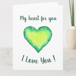 Tarjeta Te amo El día de San Valentín de corazón verde y a