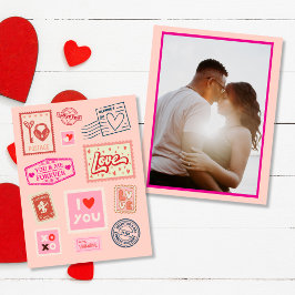 Tarjeta Te amo El día de San Valentín de sellos de correo 