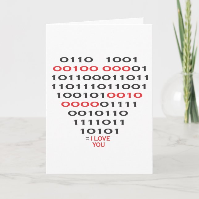 Tarjeta "Te amo" en código binario - Corazón (Anverso)
