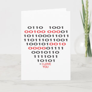 Tarjeta "Te amo" en código binario - Corazón