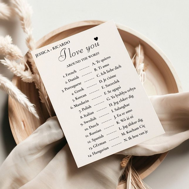 Tarjeta Te amo en todo el mundo juego de ducha de novias (Subido por el creador)