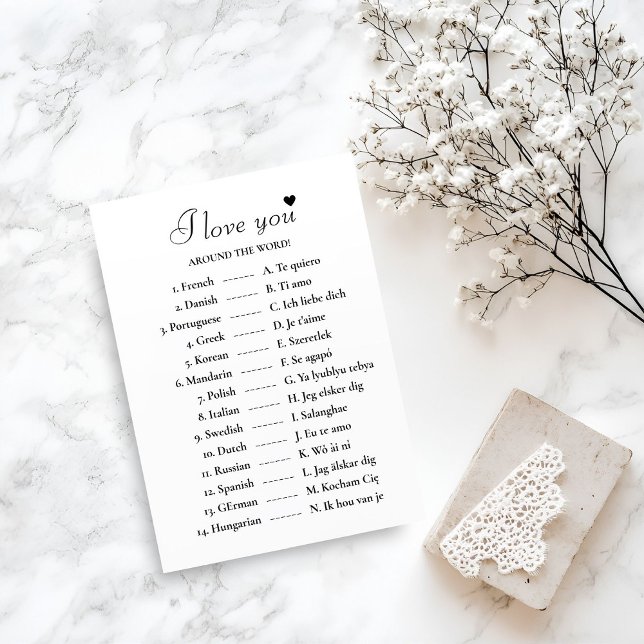 Tarjeta Te amo en todo el mundo juego de ducha de novias (Subido por el creador)