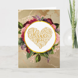 Tarjeta Te Amo Fancy Golden Ornate Heart Valentine