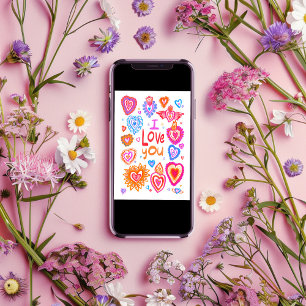 Tarjeta TE AMO Feliz Corazón Brillante de San Valentín