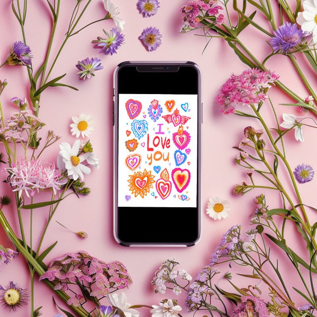 Tarjeta TE AMO Feliz Corazón Brillante de San Valentín (I LOVE YOU Happy Valentine Bright Whimsical Hearts Card
Digital DOwnload)