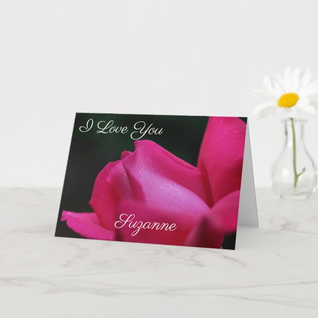 Tarjeta Te Amo Flor Capullo de Rosa Roja Personalizada  (Planta pequeña)