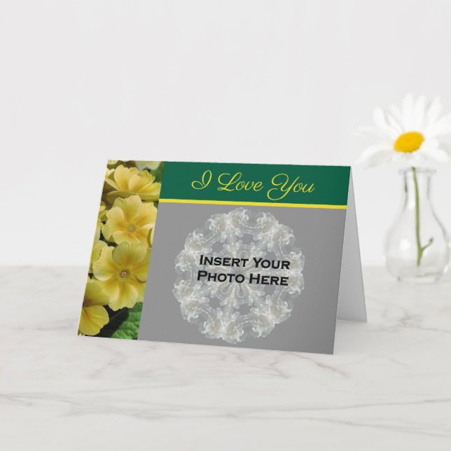 Tarjeta Te Amo Flores Primaverales Foto Personalizada  (Planta pequeña)