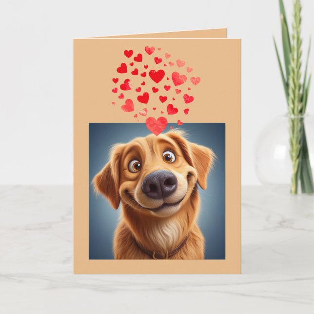 Tarjeta Te amo Goofy Enamorada Corazones de Perro (Anverso)