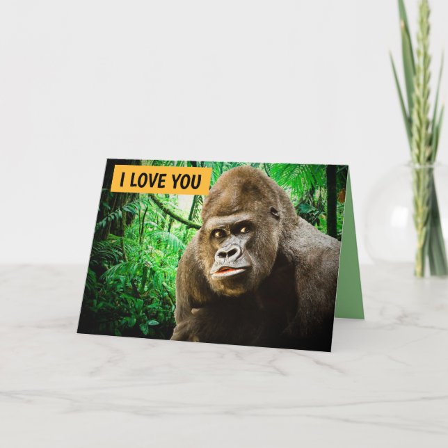 TARJETA TE AMO GORILLA FUNNY GREETING CARD (Anverso)