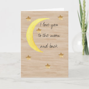 Tarjeta Te amo hasta la luna y de vuelta Estrellas Doradas