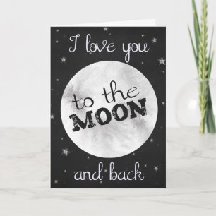 Tarjeta Te amo hasta la luna y de vuelta negro con luna