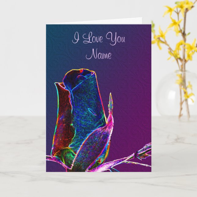 Tarjeta Te Amo La Flor Rosebud Personalizada (flor amarilla)