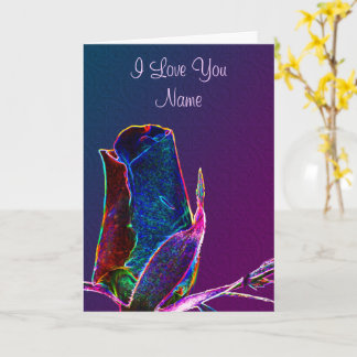 Tarjeta Te Amo La Flor Rosebud Personalizada