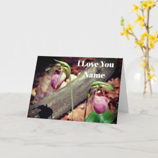 Tarjeta Te Amo Lady Slipper Flower Personalizado
