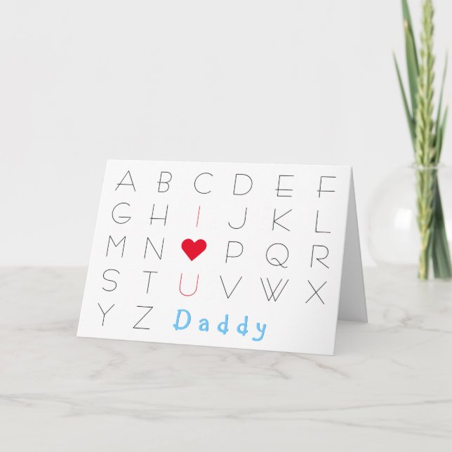 Tarjeta Te Amo Lindo para Papá ABCD Cumpleaños Día del Pad (Anverso)