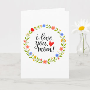 Tarjeta Te Amo Mamá Día de la Madre Caligrafía Floral