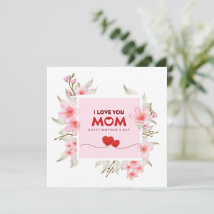 Tarjeta Te Amo Mamá: Floral Rosa Elegante Día de la Madre