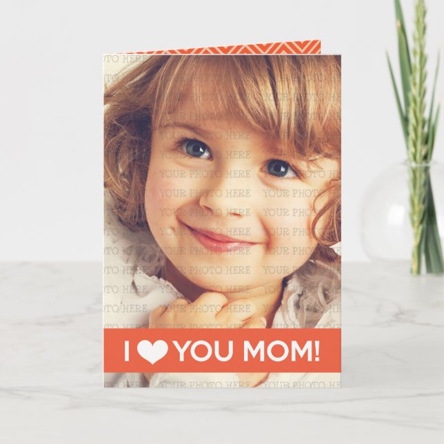 Tarjeta Te Amo Mamá - Foto Personalizado (Anverso)