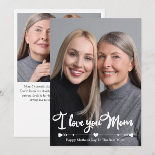 Tarjeta Te Amo Mamá Personalizado Dos Fotos Día de la Madr
