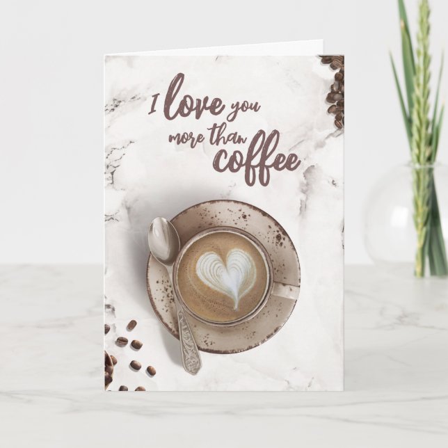 Tarjeta Te Amo Más Que Café | Latte Art Valentine (Anverso)