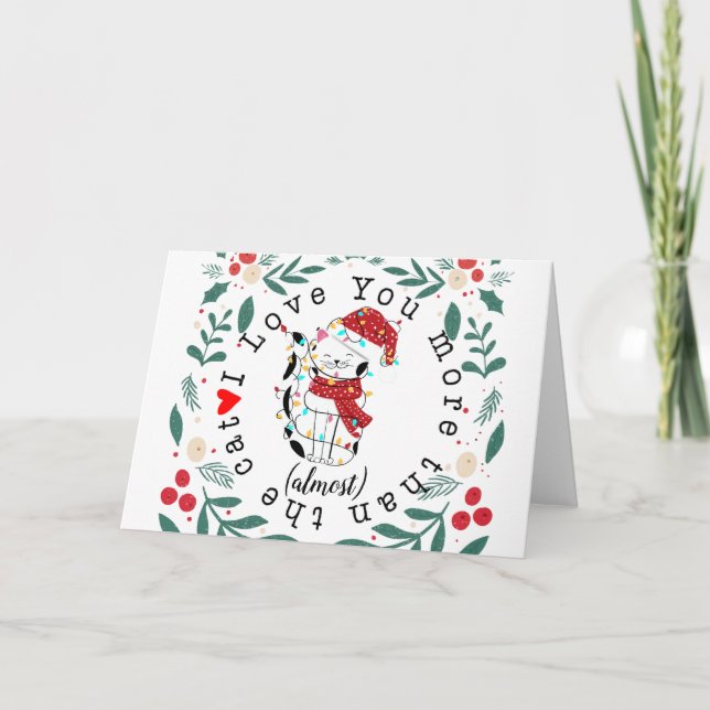 Tarjeta Te amo más que el gato regalo de casi navidades (Anverso)