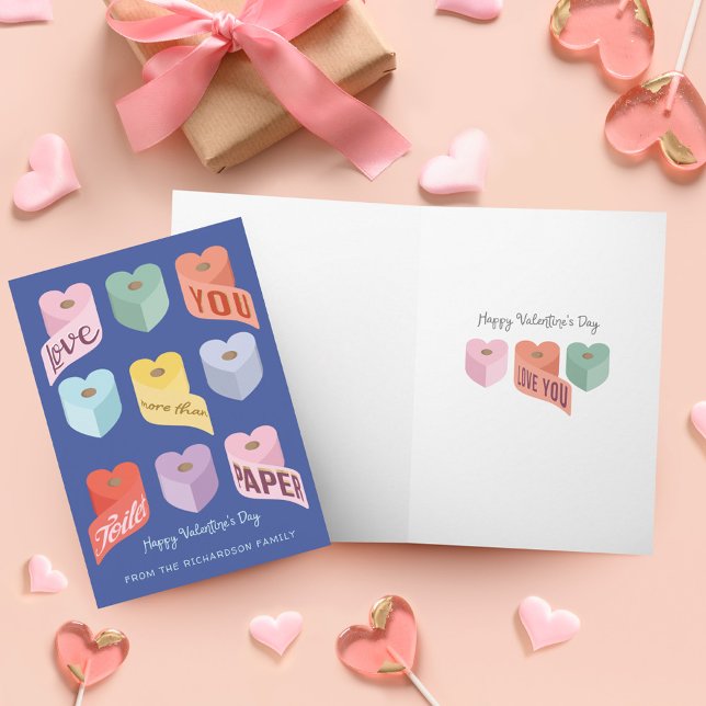 Tarjeta Te amo más que papel higiénico Valentine Candy (Love You More Than Toilet Paper Valentine Candy Card)