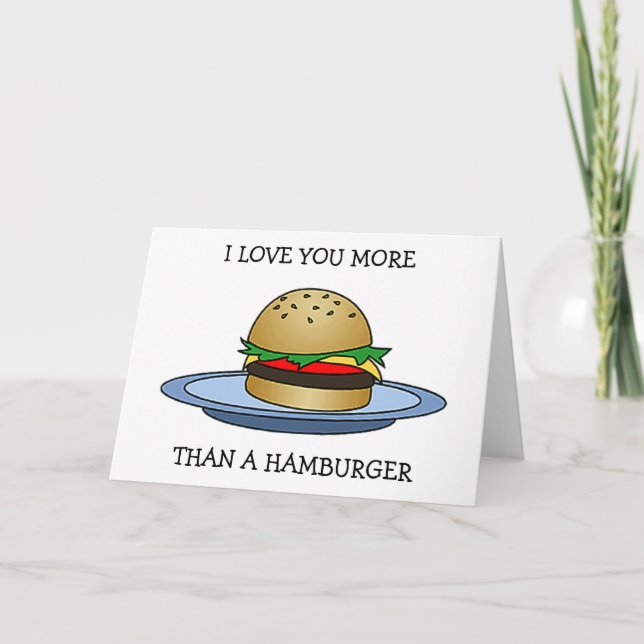 TARJETA TE AMO MÁS QUE UNA HAMBURGUESA "FELIZ ANIVERSARIO" (Anverso)