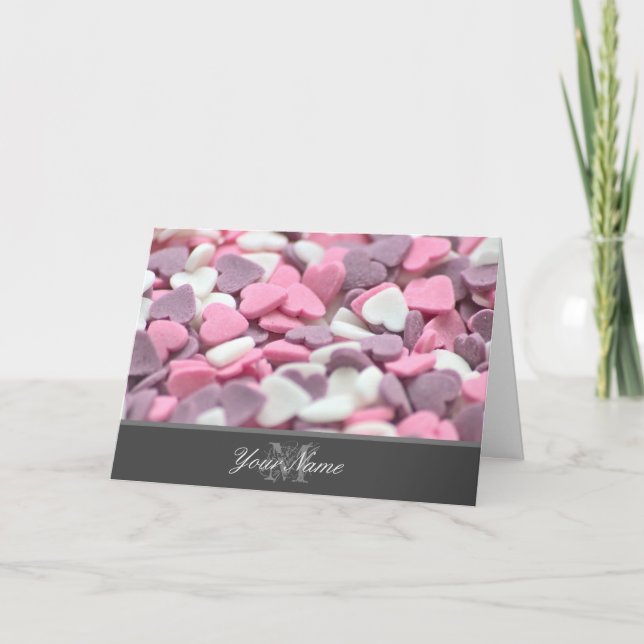 Tarjeta Te amo mi dulce San Valentín con adorable monogram (Anverso)