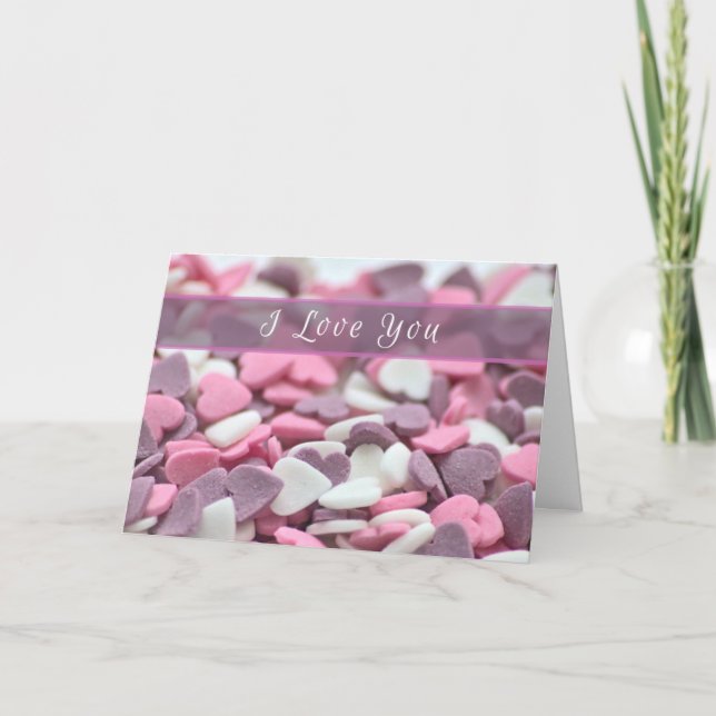 Tarjeta ¡Te amo mi dulce San Valentín con corazones azucar (Anverso)