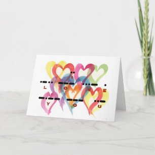 Tarjeta Te Amo Morse Code Multi-Hearts Card