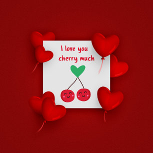 Tarjeta Te Amo Mucho Cereza Divertido Día de San Valentín 