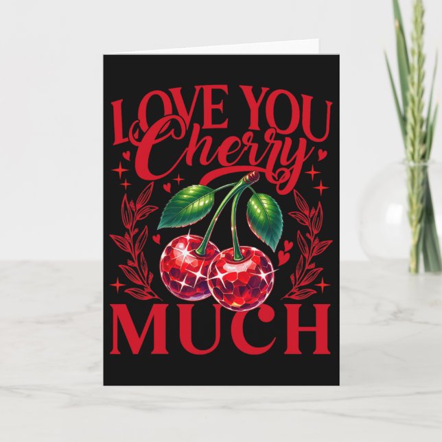 Tarjeta Te Amo Mucho Corazón de Fresa Disco Ll V (Anverso)