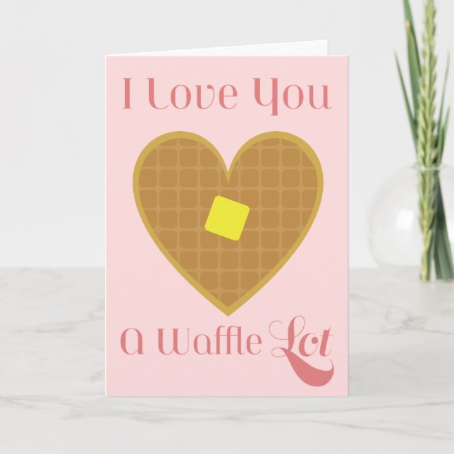 Tarjeta Te Amo Mucho Corazón de San Valentín de Waffle (Anverso)