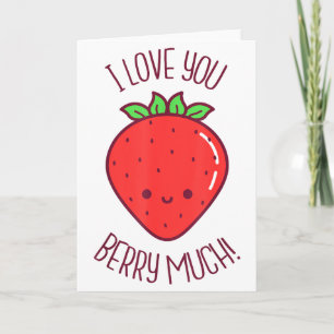 Tarjeta Te Amo Mucho Kawaii Fresa San Valentín