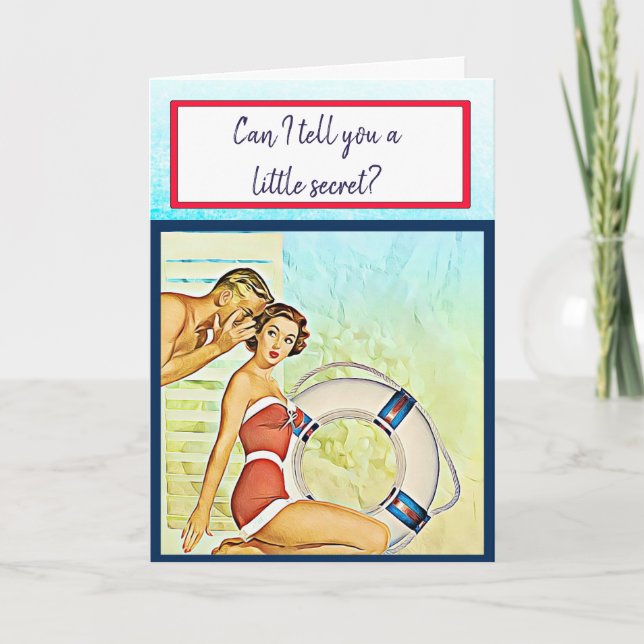 Tarjeta Te Amo Mucho La Playa Retro (Anverso)