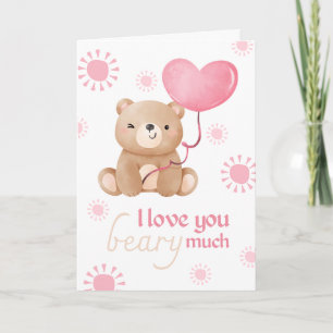 Tarjeta Te Amo Mucho Oso de Peluche Día de San Valentín pa