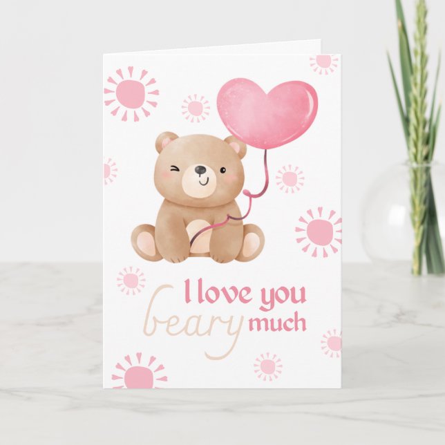Tarjeta Te Amo Mucho Oso Teddy Día de San Valentín para Ni (Anverso)