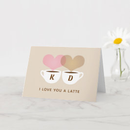 Tarjeta Te Amo Mucho Personalizado Monograma Iniciales Caf