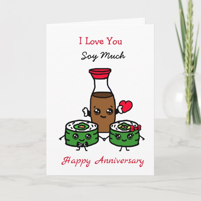 Tarjeta Te Amo Mucho Pun De Sushi (Anverso)