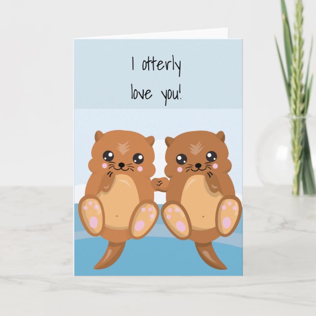 Tarjeta Te Amo Nutria Aniversario San Valentín (Anverso)