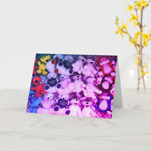 Tarjeta Te Amo Oso Lujoso Personalizado (flor amarilla)