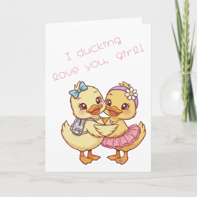 Tarjeta Te Amo Pato, Chica Día de San Valentín (Anverso)