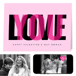 Tarjeta Te Amo Personalizado 2 Fotos Feliz Día de San Vale