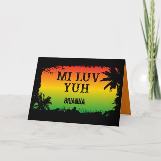 Tarjeta Te Amo Rasta Jamaiquino (Anverso)