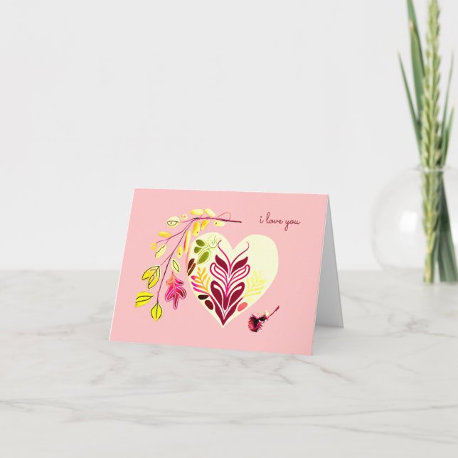 TARJETA TE AMO RETRO BOHO HEART-SHAPE VALENTINE (Anverso)