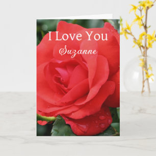 Tarjeta Te Amo Rosa Roja Flor Personalizada 